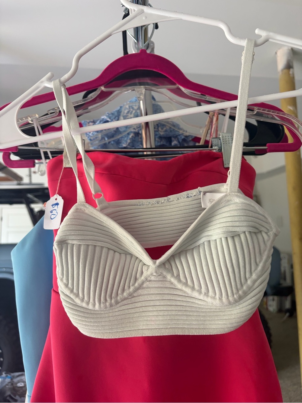 Ribbed Cream Bustier Bralette with Adjustable Straps